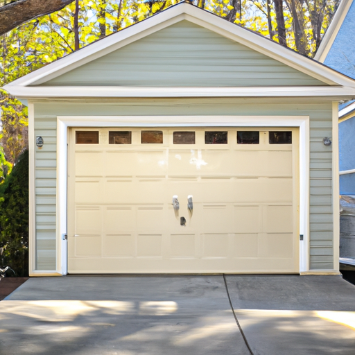 Suburban Wellesley home exterior with a modern insulated garage door in morning light, no people.