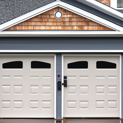 New insulated garage door on a Wellesley, MA suburban home exterior, weather seals visible