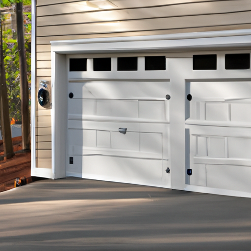 Suburban Wellesley driveway with a modern insulated sectional garage door partially open, showing panels and hardware.